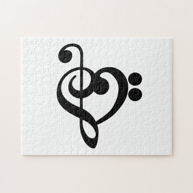 Musician Music Heart - Treble Bass Clef Jigsaw Puzzle (Horizontal)