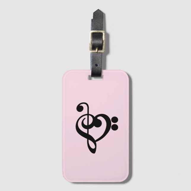 Musician Music Heart - Treble Bass Clef Luggage Tag (Front Vertical)