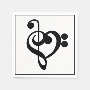 Musician Music Heart - Treble Bass Clef Napkin