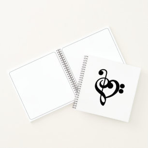 Musician Music Heart - Treble Bass Clef Notebook