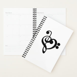 Musician Music Heart - Treble Bass Clef Planner