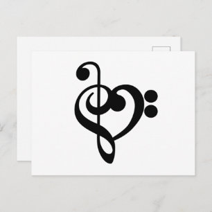 Musician Music Heart - Treble Bass Clef Postcard
