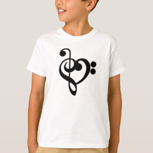 Musician Music Heart - Treble Bass Clef T-Shirt