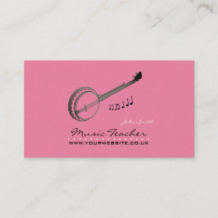 Musician/Music Teacher (Banjo) Pink BG Business Card