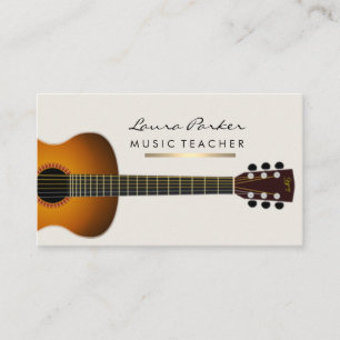 Musician Music Teacher Guitar instrument Gold Business Card