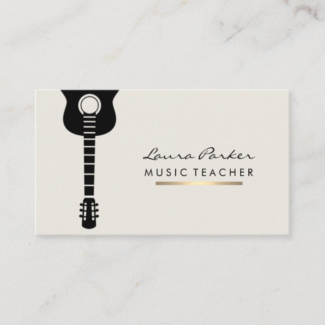 Musician Music Teacher Guitar instrument Gold Business Card (Front)