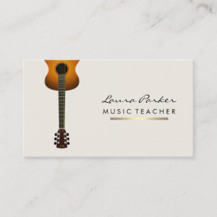 Musician Music Teacher Guitar instrument Gold Business Card