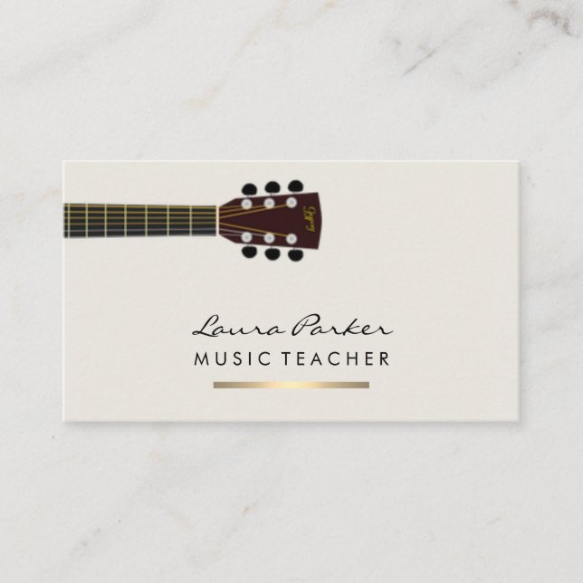 Musician Music Teacher Guitar instrument Gold Business Card (Front)