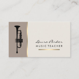 Musician Music Teacher Trumpet instrument Gold Business Card