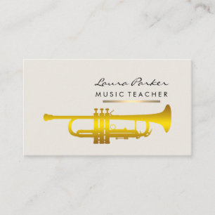 Musician Music Teacher Trumpet instrument Gold Business Card
