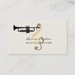 Musician Music Teacher Trumpet instrument Gold Business Card