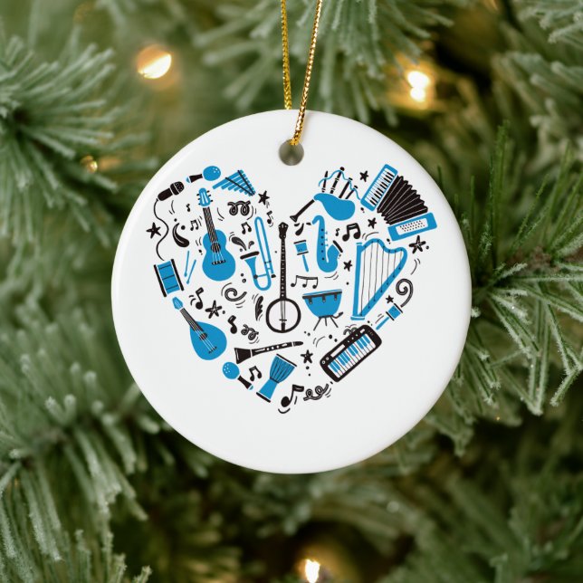 Musician Musical Instrument Heart Tool Ceramic Tree Decoration (Tree)