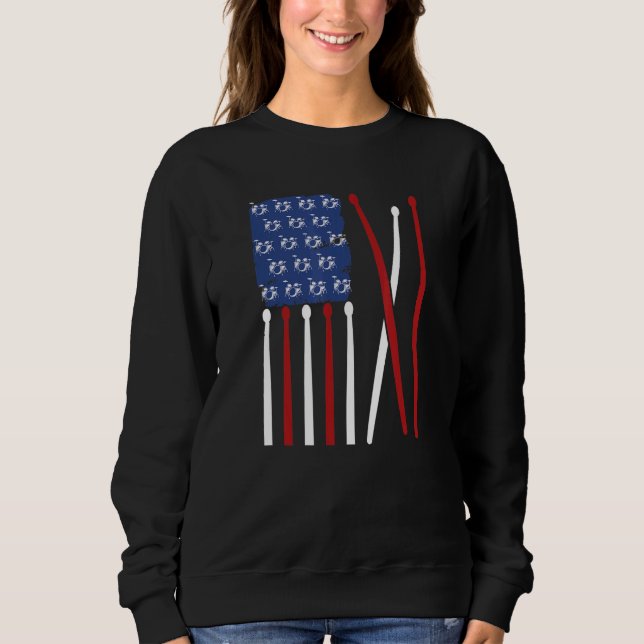 Musician Musical Instrument patriotic US flag drum Sweatshirt (Front)