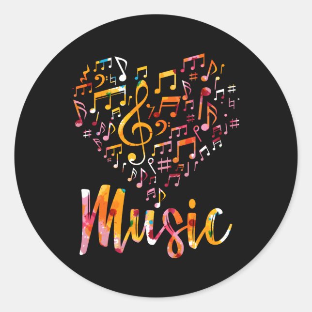 Musician Musical Instrut Music Notes Treble Clef Classic Round Sticker (Front)