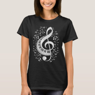 Musician Pianist Music Notes Keyboard Treble Clef T-Shirt