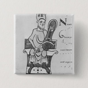 Musician playing a crouth 15 cm square badge