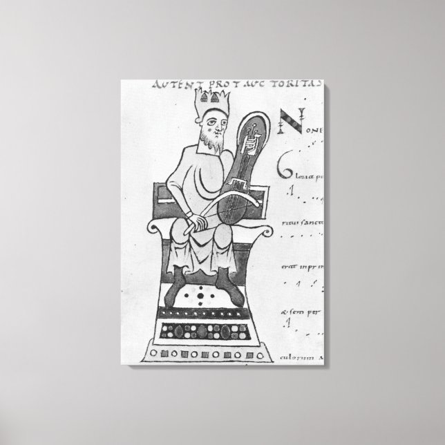Musician playing a crouth canvas print (Front)