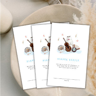 Musician Polar Bear Diaper Raffle Baby Shower Enclosure Card