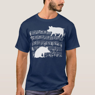 Musician Sheet Music Design with Pig on Music Note T-Shirt