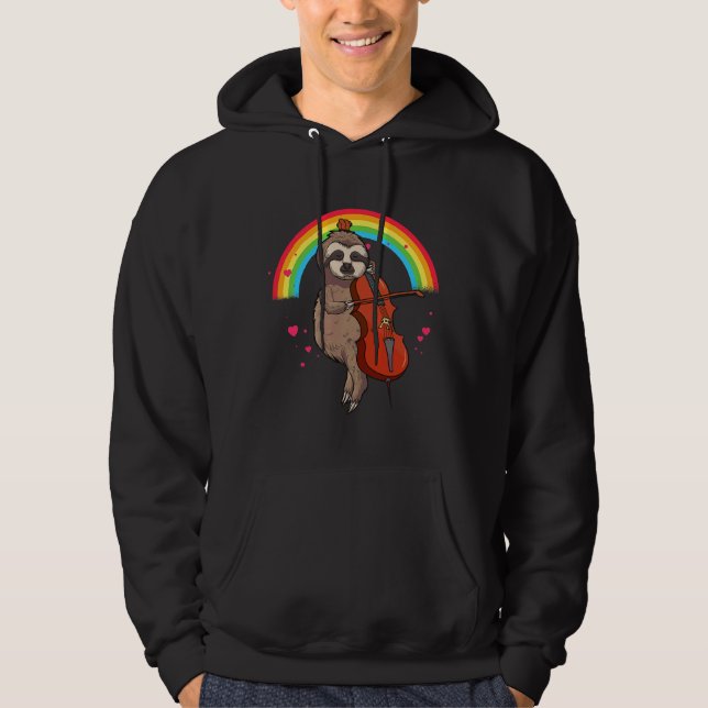 Musician Sloth Cello Player Cellists Hoodie (Front)