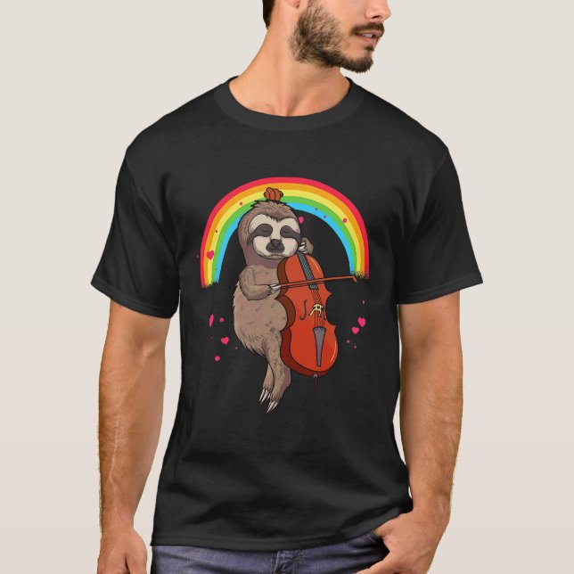 Musician Sloth Cello Player Cellists T-Shirt (Front)