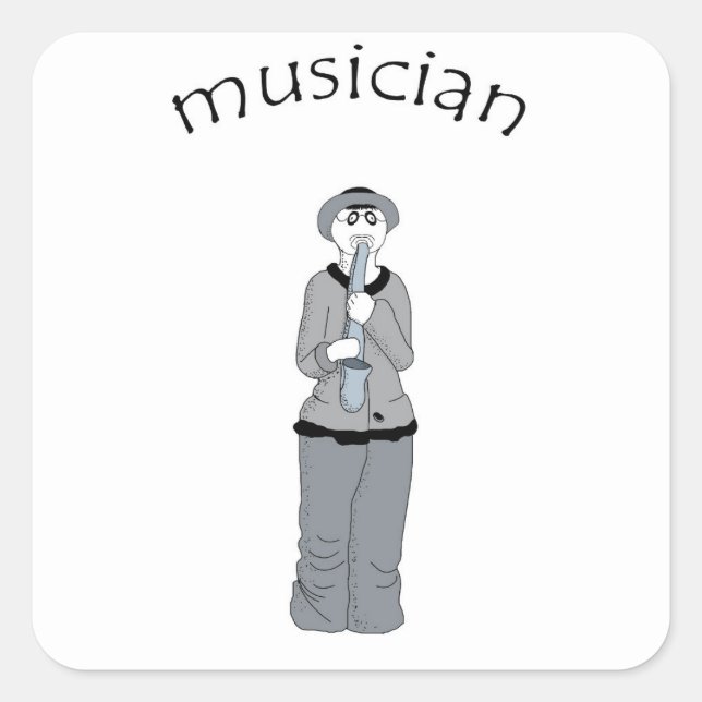 musician square sticker (Front)