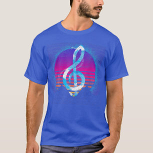 Musician Treble Clef Synthwave 80s Vaporwave Retro T-Shirt