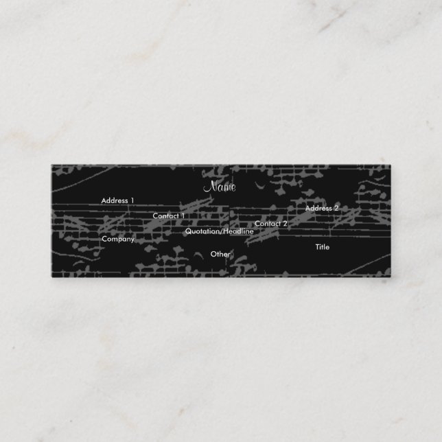 Musician Vintage Grey Notes VI Mini Business Card (Front)