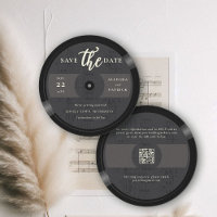 Musician Wedding Save the Date Vinyl QR Code Black