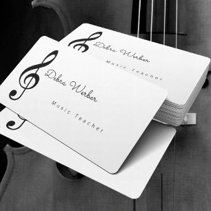 musician white business card & treble music note