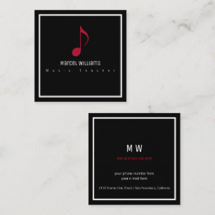 Musician's black business card with musical note