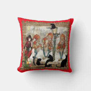 Musicians in old Amsterdam during Christmas Cushion