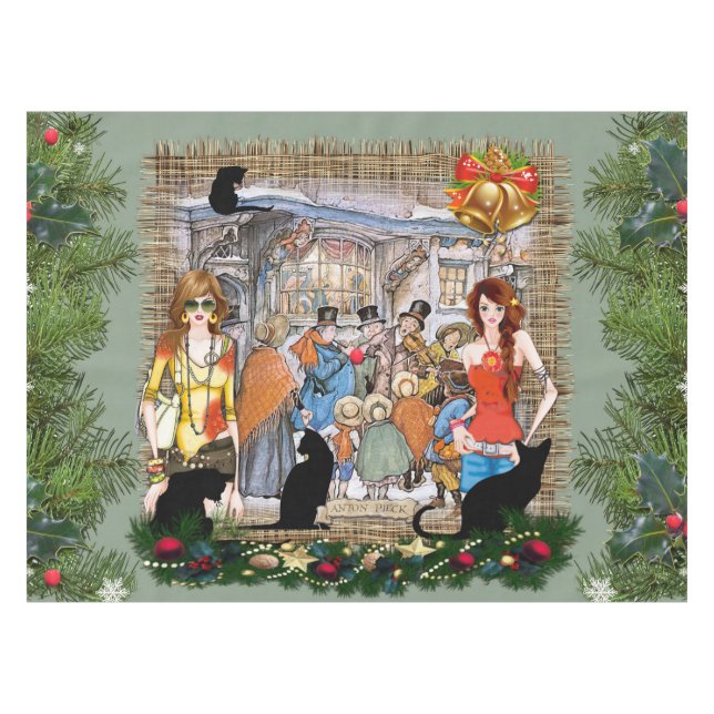 Musicians in old Amsterdam during Christmas Tablecloth (Front (Horizontal))