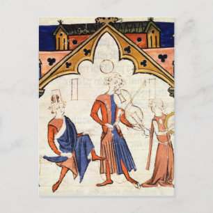 Musicians Playing a Viola and a Tambourine Postcard