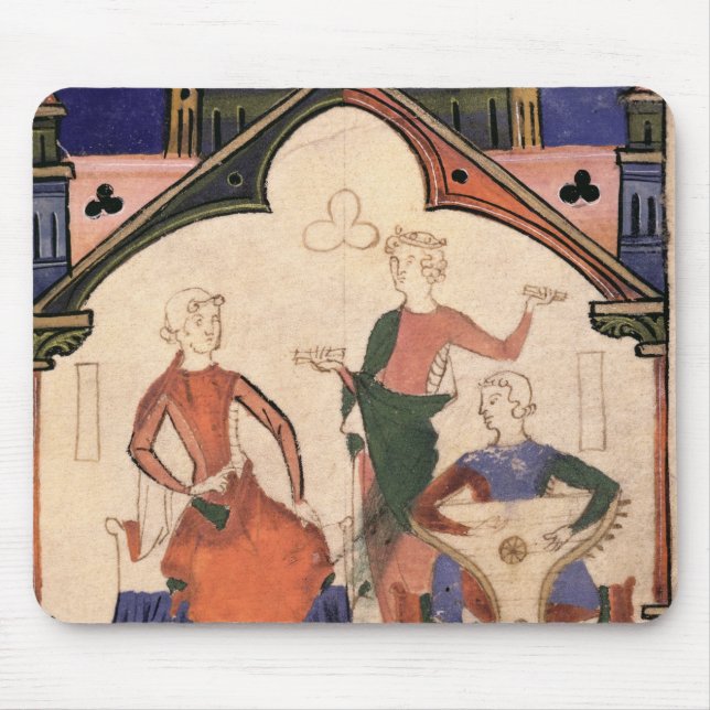 Musicians playing castanets and a psaltery mouse pad (Front)