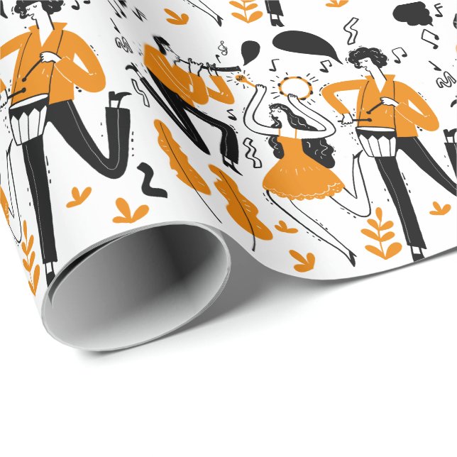 Musicians playing music Wrapping Paper (Roll Corner)