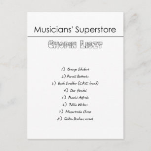 Musicians' Superstore Shopping List Postcard