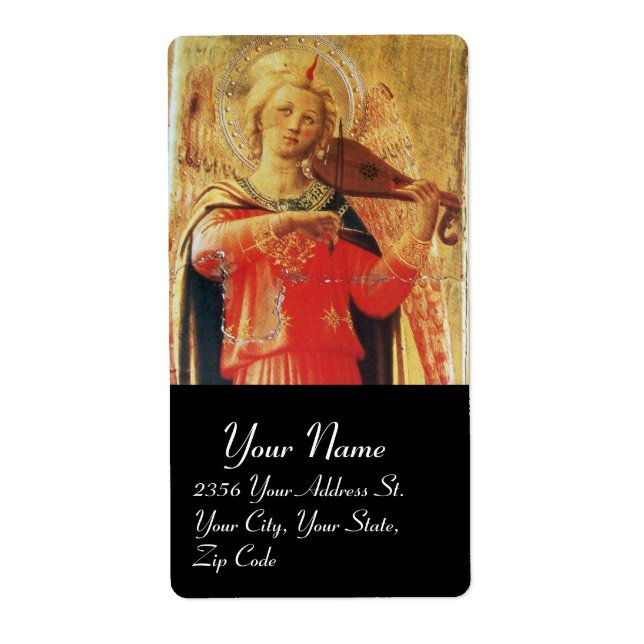 MUSIICAL ANGEL IN RED AND GOLD ,Black (Front)