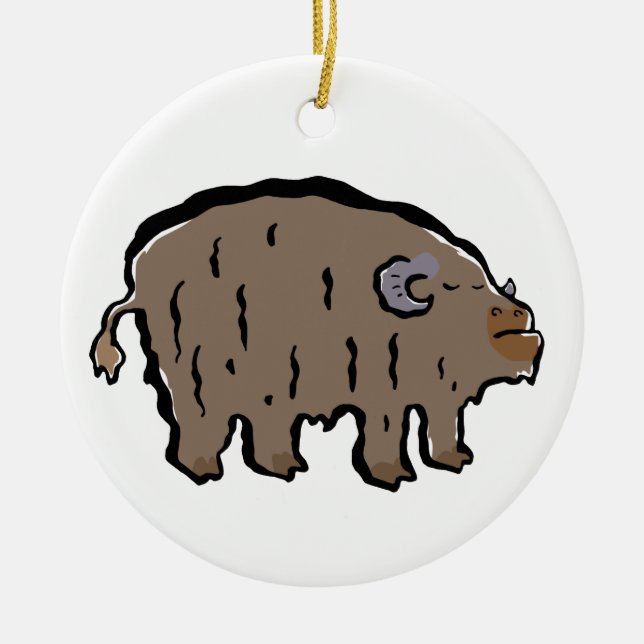 musk-ox ceramic tree decoration (Front)