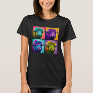 Musk Ox Pop Illustration Colorful Animal Women T-Shirt