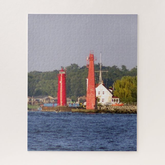 Muskegon Entrance Lights Jigsaw Puzzle (Vertical)