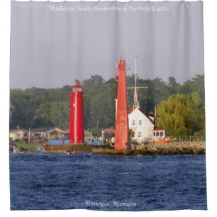 Muskegon Entrance Lights shower curtain