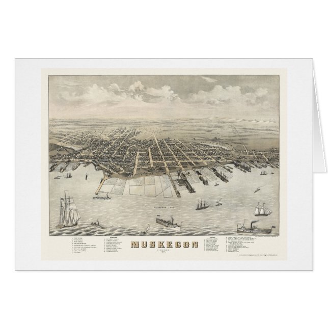 Muskegon, MI Panoramic Map -1874 (Front Horizontal)