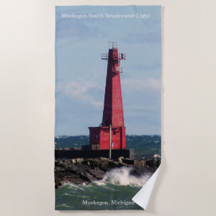 Muskegon South Breakwater Light beach towel