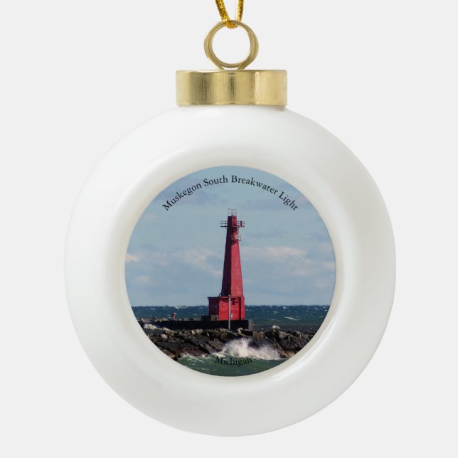 Muskegon South Breakwater Light ornament (Front)