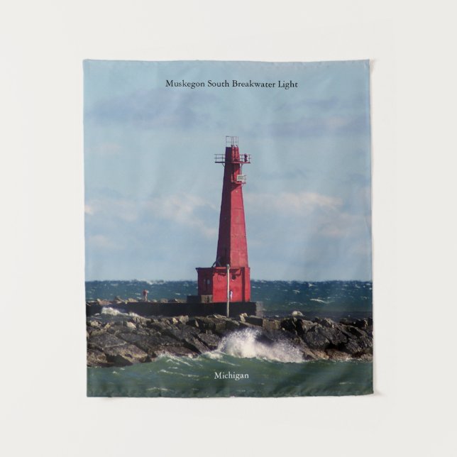 Muskegon South Breakwater Light tapestry (Front)