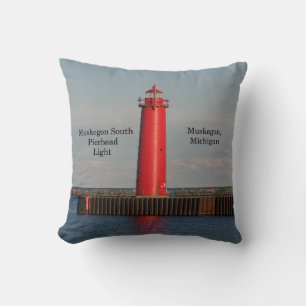Muskegon South Pierhead Light square pilow Cushion