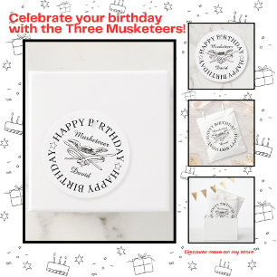 Musketeer Hero Happy Birthday Party Customisable Favour Tags