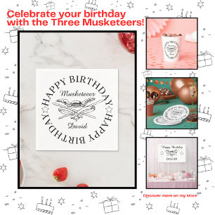 Musketeer Hero Happy Birthday Party Customisable Napkin