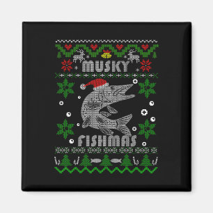 Muskie Angler Fishmas Musky Fishing Gifts Ugly Chr Magnet